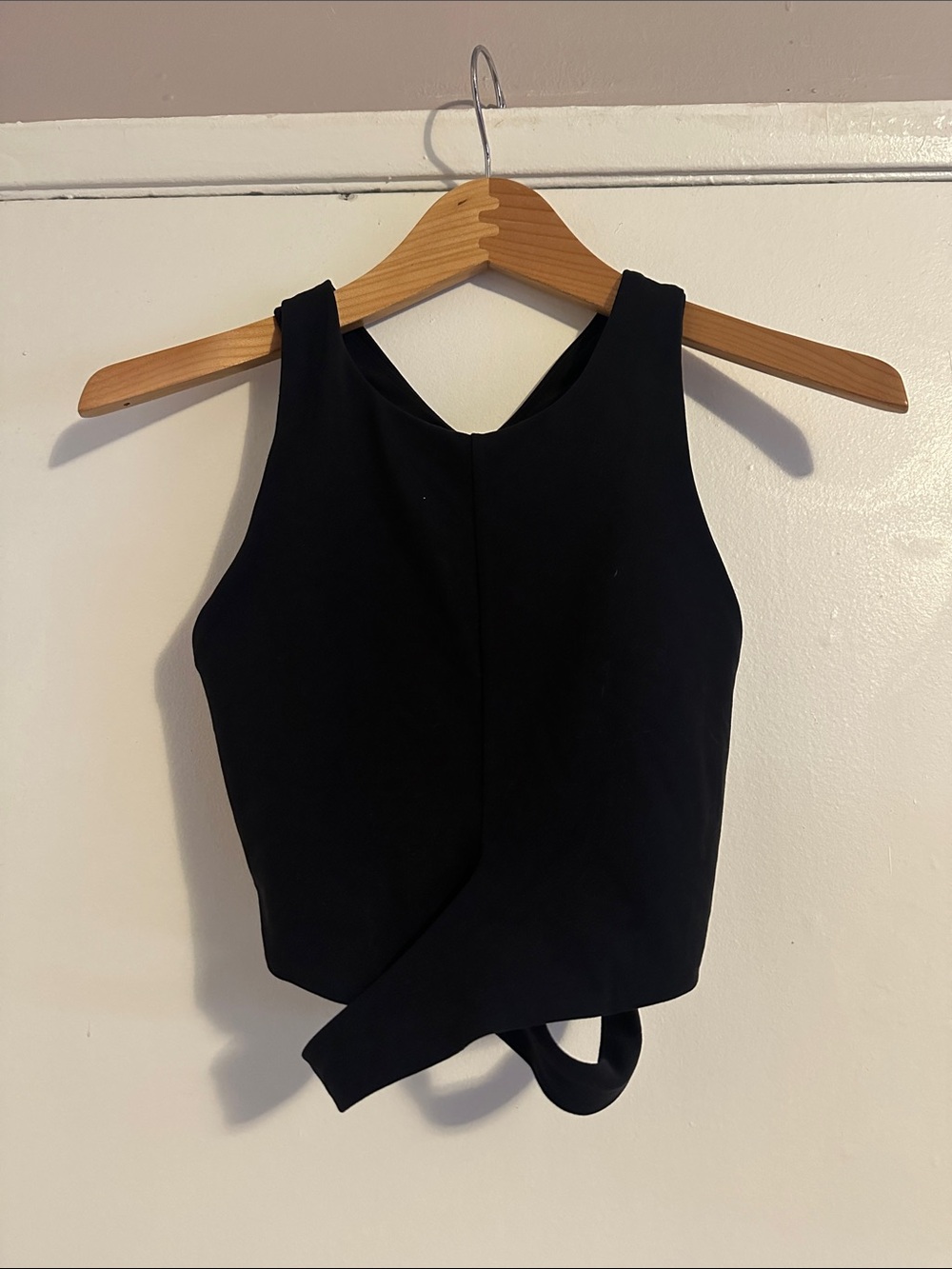 Athleta Black Cropped Wrap-Front Tank